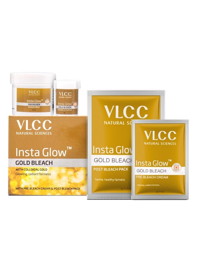 VLCC Insta Glow Gold Bleach - 30g X 3 (Pack of 3) - With Colloidal Glow For Glowing Fairness | Skin Brightening Bleach | Perfect Skin Match, Reduces Facial Hair Visibility, Brightens Complexion - Image 2